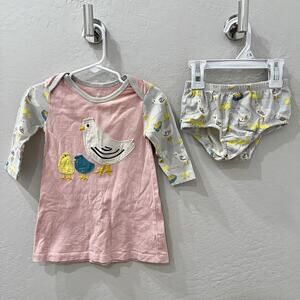 Baby Boden Pink Chicken Long Sleeve Dress & Bloomers